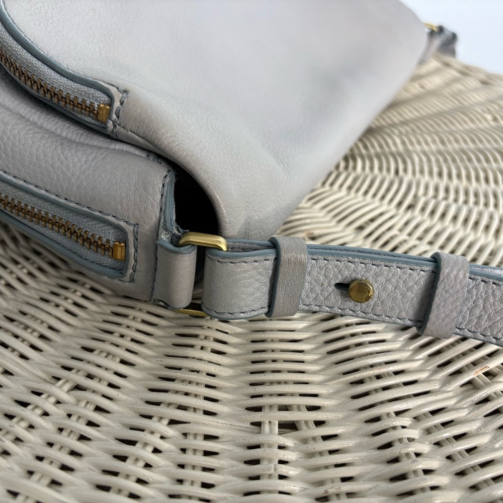 Fossil Preston Pale Gray Pebbled  Leather Crossbody Bag - Picture 6 of 8